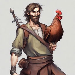 This is an ultra-realistic illustration of a skinny, somewhat ugly bard from Dungeons and Dragons