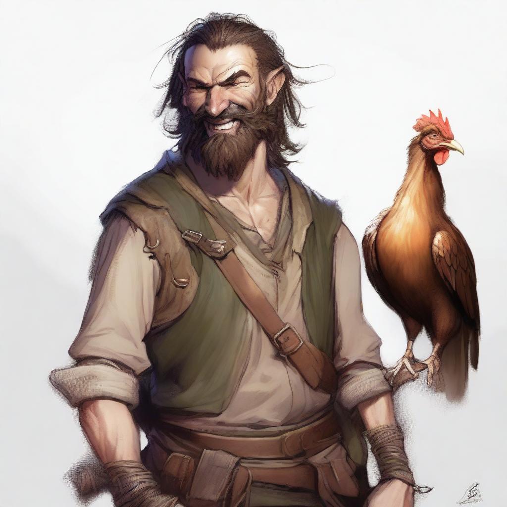 This is an ultra-realistic illustration of a skinny, somewhat ugly bard from Dungeons and Dragons