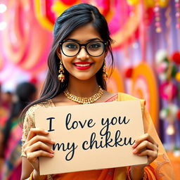 A cute and beautiful Indian office girl named Minakshi, aged 25, with fair skin, dressed in a gorgeous and stylish outfit perfect for an Indian festival