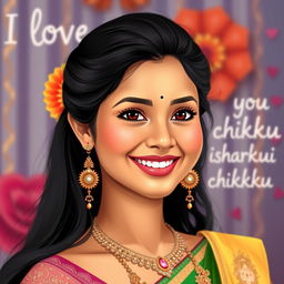 A cute and beautiful Indian office girl named Minakshi, aged 25, dressed in a gorgeous and elegant outfit perfect for an Indian festival