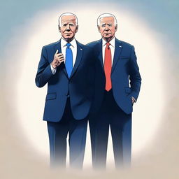 A high-quality digital art image featuring Joe Biden and Donald Trump