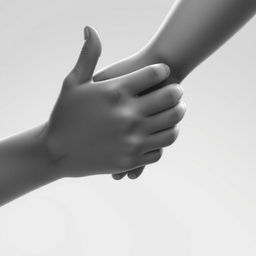 A captivating black and white animated image featuring two hands joined together in a gesture of unity and solidarity