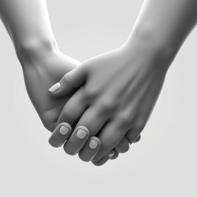 A captivating black and white animated image featuring two hands joined together in a gesture of unity and solidarity