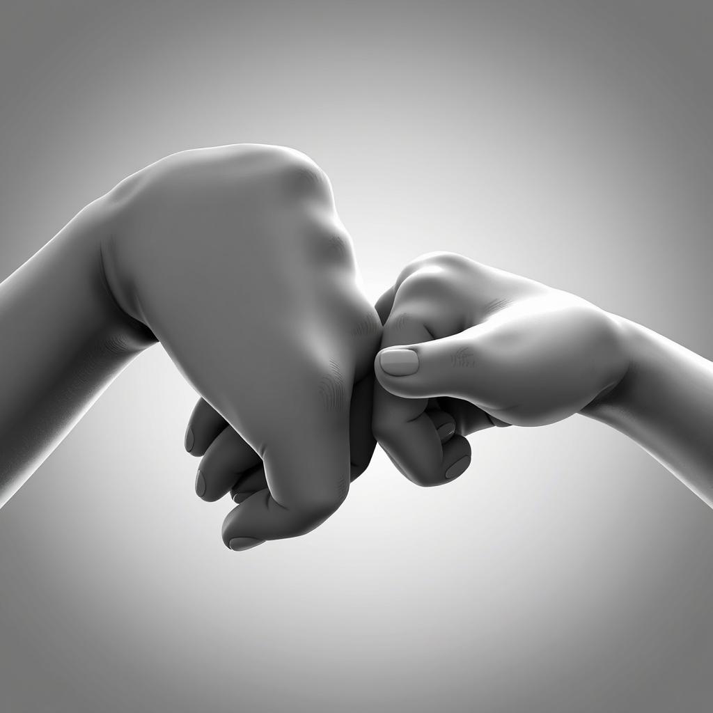 A captivating black and white animated image featuring two hands joined together in a gesture of unity and solidarity