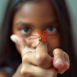 A captivating and artistic image of a brown-skinned girl with her hands pointed towards the viewer