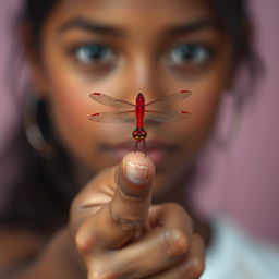 A captivating and artistic image of a brown-skinned girl with her hands pointed towards the viewer