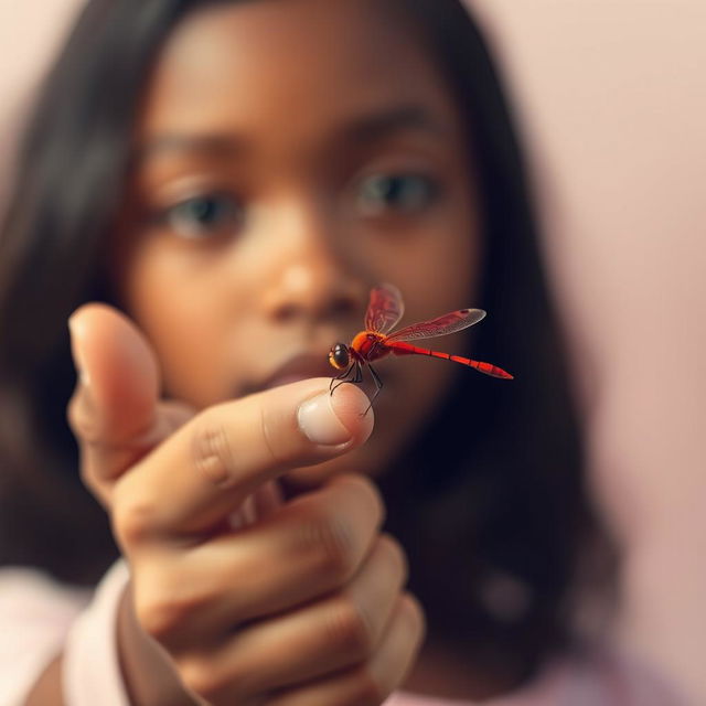 A captivating and artistic image of a brown-skinned girl with her hands pointed towards the viewer