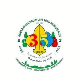 A logo design celebrating the 35th anniversary of the Agrupamento 1016 Ucha, featuring a circular shape or a fleur-de-lis