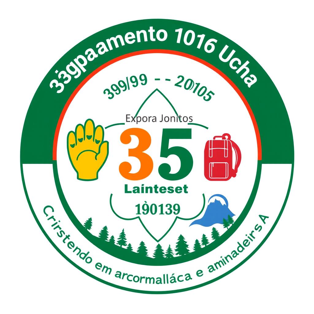 A logo design celebrating the 35th anniversary of the Agrupamento 1016 Ucha, featuring a circular shape or a fleur-de-lis