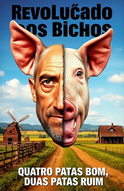 A striking image featuring a face split down the middle, one half depicting a human man and the other half depicting a pig, symbolizing the transformation of leaders into tyrants