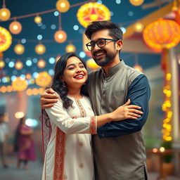 A cute and beautiful Indian office girl, aged 25, dressed in a gorgeous white kurta, celebrating Diwali night