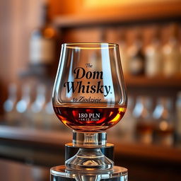 A beautifully crafted whisky tasting glass on a pedestal, showcasing an elegant design