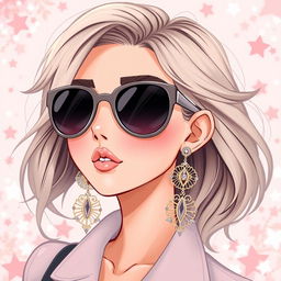A beautifully crafted female character in a Pinterest aesthetic style, showcasing delicate earrings with intricate designs that are eye-catching
