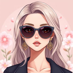 A beautifully crafted female character in a Pinterest aesthetic style, showcasing delicate earrings with intricate designs that are eye-catching