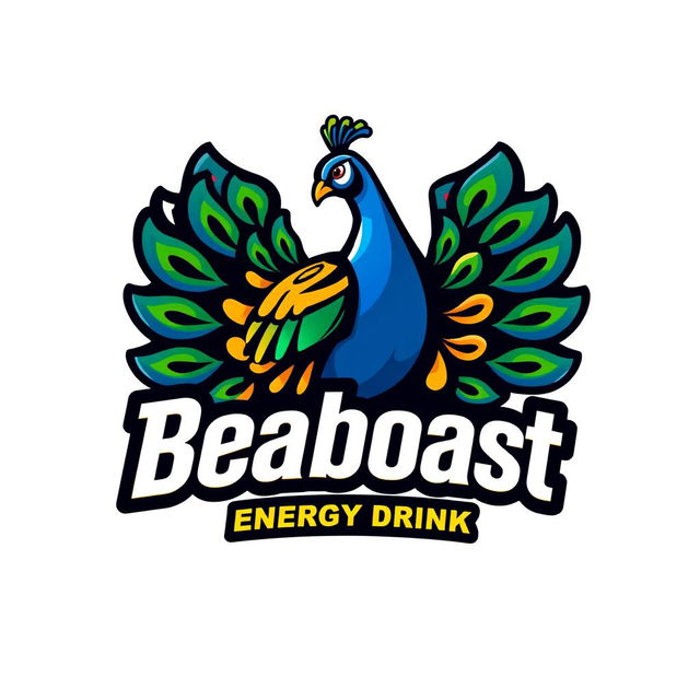 A vibrant and eye-catching logo design for an energy drink named 'Beaboost'