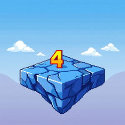 A pixel art platform designed for a video game, featuring a prominent number 4 on its surface