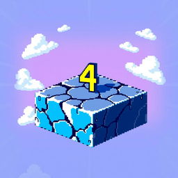 A pixel art platform designed for a video game, featuring a prominent number 4 on its surface