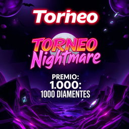 A vibrant and eye-catching poster design featuring the title 'Torneo ɴᴍ᭄Nightmare' prominently displayed in a bold, dynamic font at the top