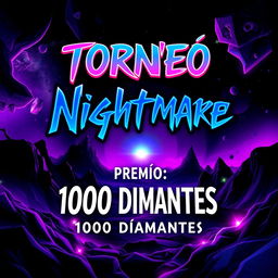 A vibrant and eye-catching poster design featuring the title 'Torneo ɴᴍ᭄Nightmare' prominently displayed in a bold, dynamic font at the top