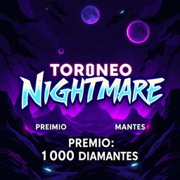 A vibrant and eye-catching poster design featuring the title 'Torneo ɴᴍ᭄Nightmare' prominently displayed in a bold, dynamic font at the top