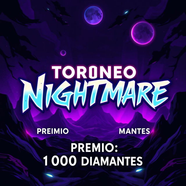 A vibrant and eye-catching poster design featuring the title 'Torneo ɴᴍ᭄Nightmare' prominently displayed in a bold, dynamic font at the top