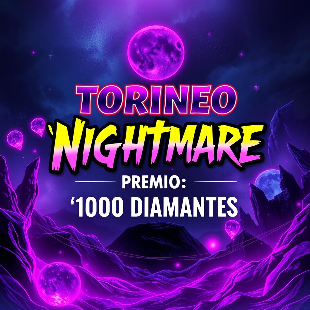 A vibrant and eye-catching poster design featuring the title 'Torneo ɴᴍ᭄Nightmare' prominently displayed in a bold, dynamic font at the top