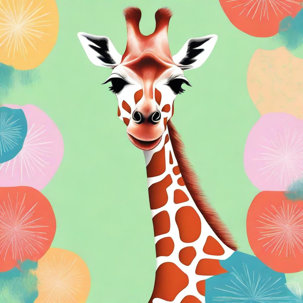 A delightful digital art of a chubby giraffe