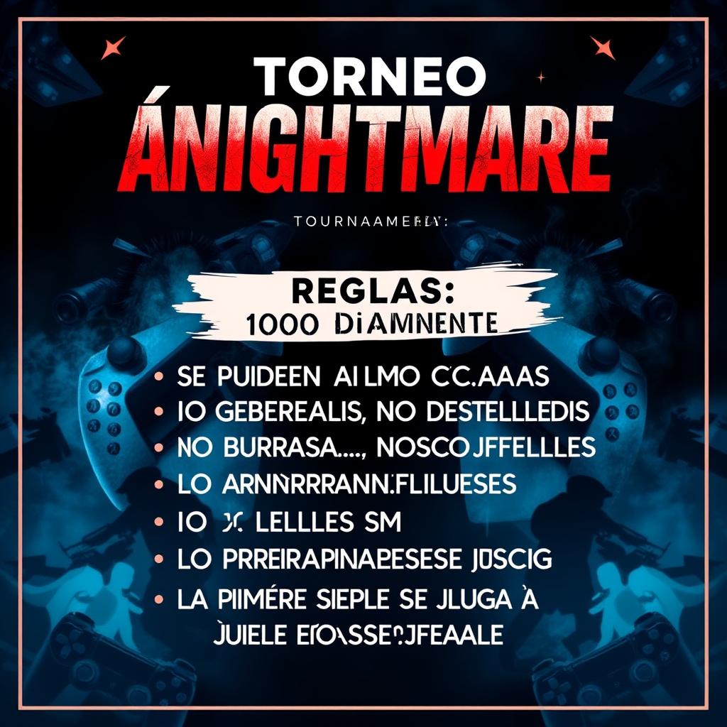 A vibrant and eye-catching tournament poster for 'ɴᴍ᭄nightmare'