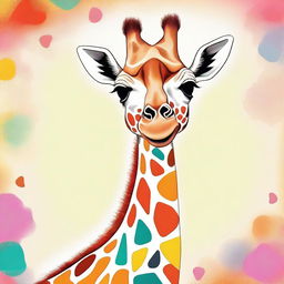 A delightful digital art of a chubby giraffe