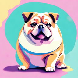 An endearing digital art image of a fat dog