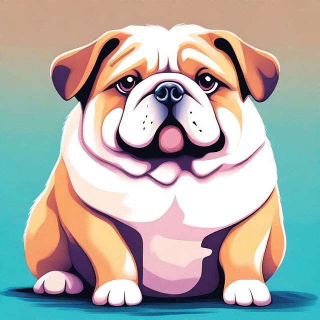 An endearing digital art image of a fat dog