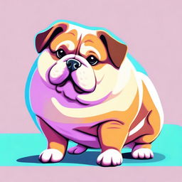 An endearing digital art image of a fat dog