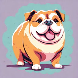 An endearing digital art image of a fat dog