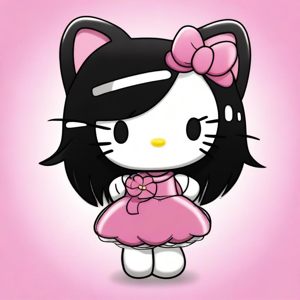 A high-quality digital art image showcasing Hello Kitty with an unusual twist