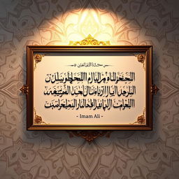 A beautiful calligraphic representation of a quote from Imam Ali, featuring ornate Arabic script beautifully designed in a traditional Islamic style
