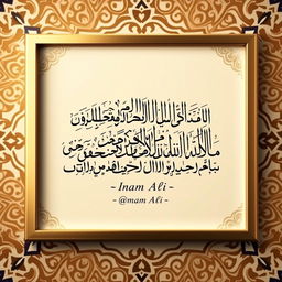 A beautiful calligraphic representation of a quote from Imam Ali, featuring ornate Arabic script beautifully designed in a traditional Islamic style