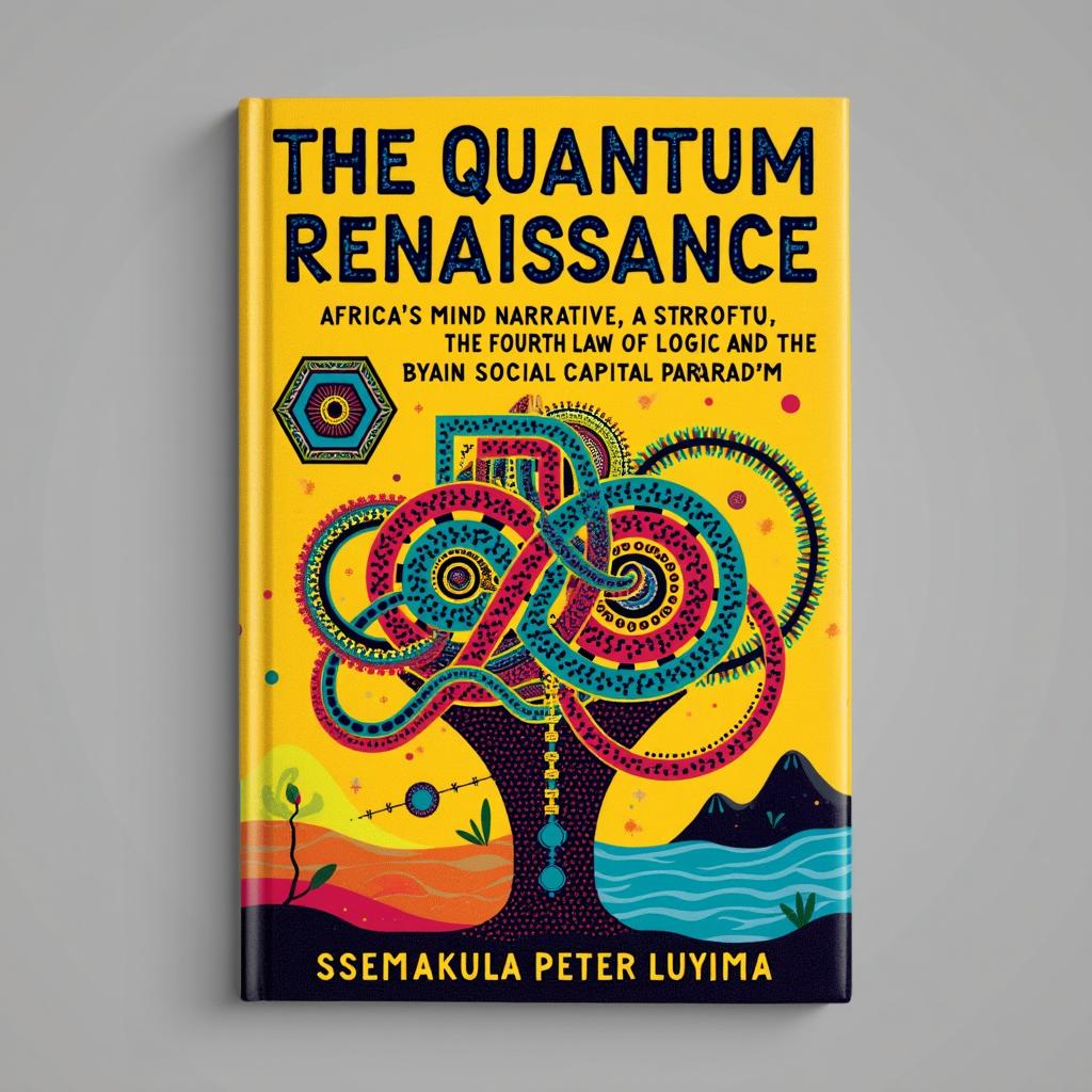 A book cover design for 'The Quantum Renaissance: Africa’s Mind Narrative, The Fourth Law of Logic, and the Social Capital Paradigm' by Ssemakula Peter Luyima