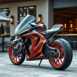 A stunning 3D rendering of a futuristic Polini racing motorcycle with a powerful 1400 cm3 engine