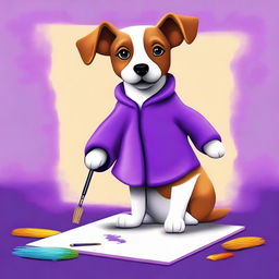 A charming digital art image of a dog creating art