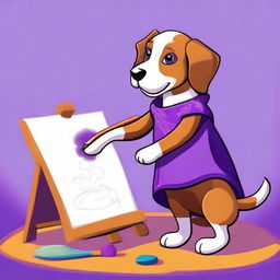 A charming digital art image of a dog creating art