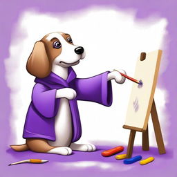 A charming digital art image of a dog creating art