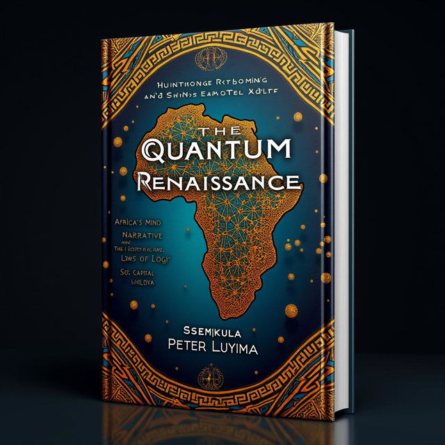 A captivating book cover design for 'The Quantum Renaissance: Africa’s Mind Narrative, The Fourth Law of Logic, and the Social Capital Paradigm' by Ssemakula Peter Luyima