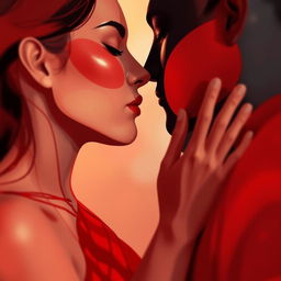 An abstract representation of intimacy highlighting the concept of connection and passion, depicted with vibrant colors