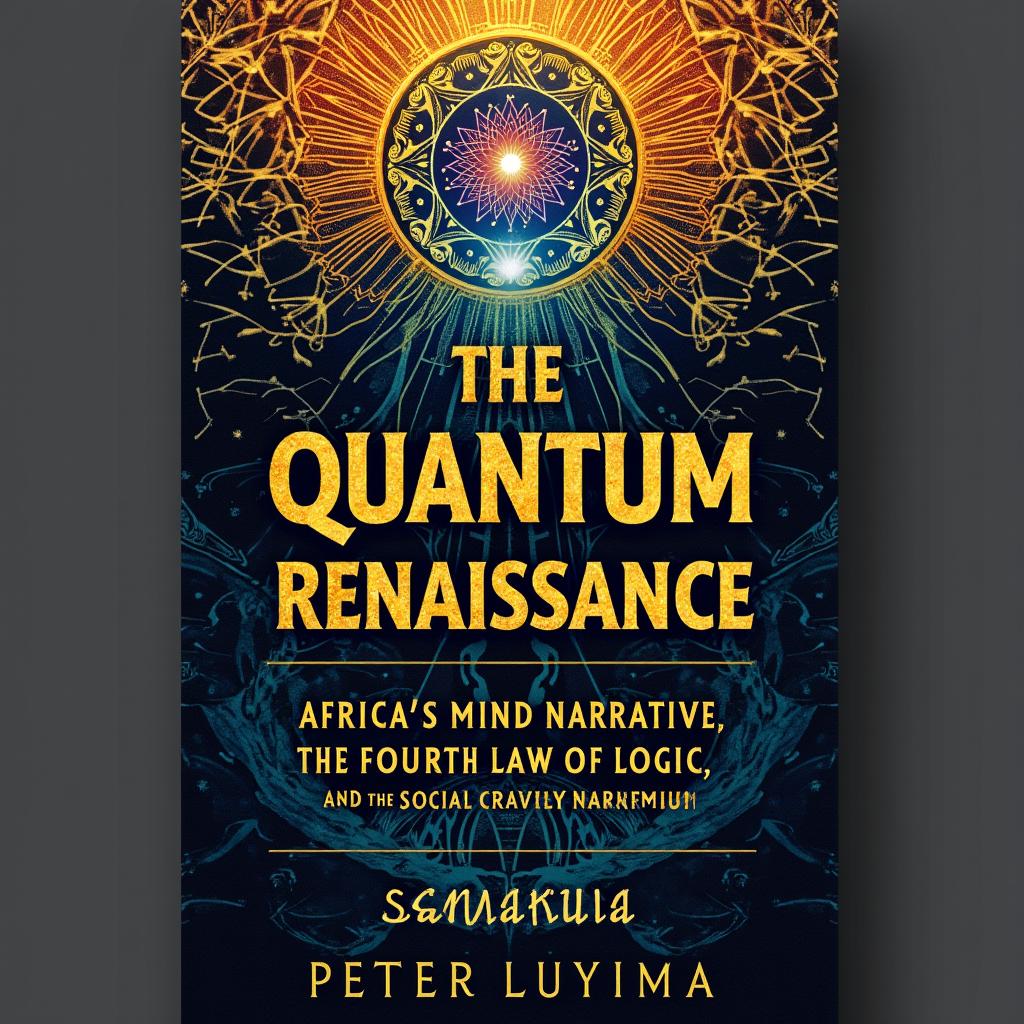 A stunning book cover design for 'The Quantum Renaissance: Africa’s Mind Narrative, The Fourth Law of Logic, and the Social Capital Paradigm' by Ssemakula Peter Luyima