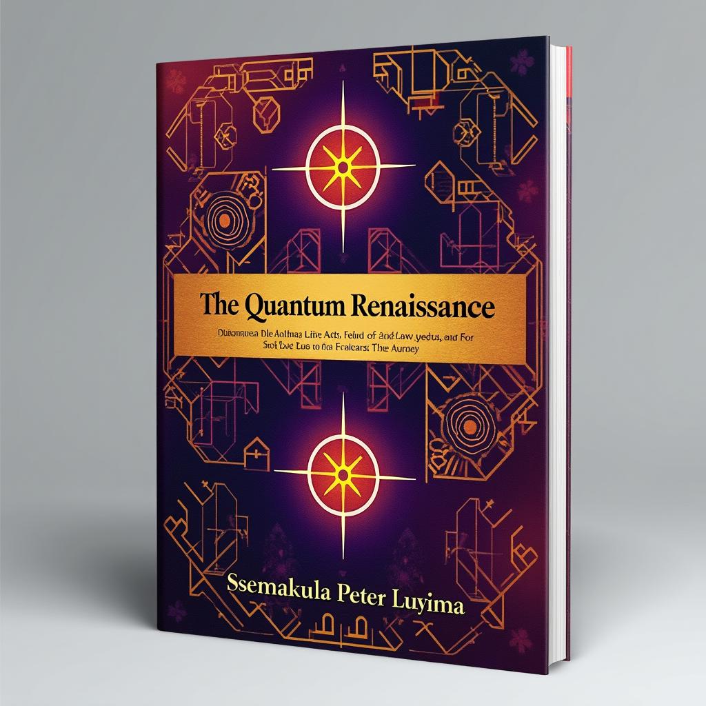 A visually stunning book cover design for 'The Quantum Renaissance: Africa’s Mind Narrative, The Fourth Law of Logic, and the Social Capital Paradigm' by Ssemakula Peter Luyima