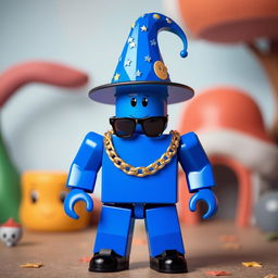 A Roblox character with a diamond-shaped head, the entire body colored in vibrant blue