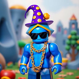 A Roblox character with a diamond-shaped head, the entire body colored in vibrant blue