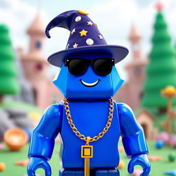 A Roblox character with a diamond-shaped head, the entire body colored in vibrant blue