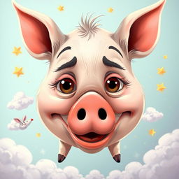 A surreal and humorous representation of a well-known character, resembling a pig's face merged with human features