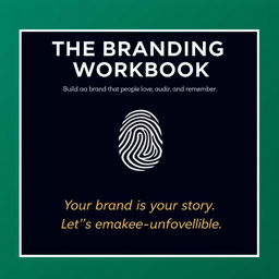 A bold and modern cover page for a Branding Workbook featuring the title "THE BRANDING WORKBOOK" in a large, bold uppercase font, centered at the top of the page